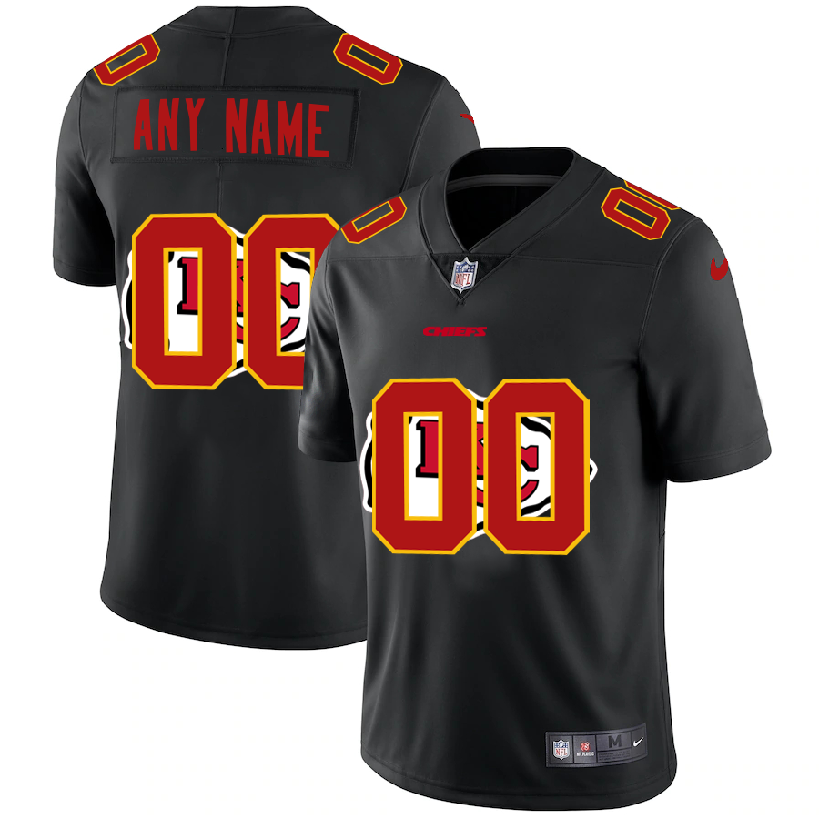 Wholesale Kansas City Chiefs Custom Men Nike Team Logo Dual Overlap Limited NFL Jersey Black